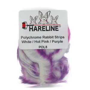 Image of Hareline Polychrome Rabbit Strips #8 White / Hot Pink / Purple