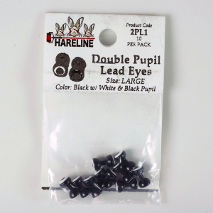 Image of Hareline Double Pupil Lead Eyes #1 Large Black W White and Black