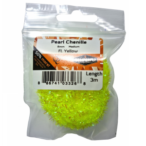 Image of Semperfli Pearl Chenille Fluoro 8mm Medium Yellow