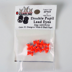 Image of Hareline Double Pupil Lead Eyes 5 Medium Fl Orange W White and Black