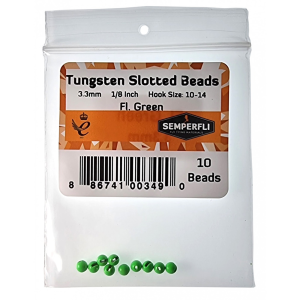 Image of Semperfli Tungsten Slotted Beads Fluoro 3.3 mm (1/8 in Green