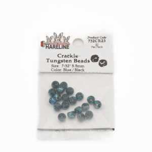 Image of Hareline Crackle Tungsten Beads #23 7/32'' (5.56mm) Blue / Black