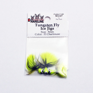 Image of Hareline Tungsten Fly Ice Jigs 127 Fl Chartreuse 0.20 in (5 mm)