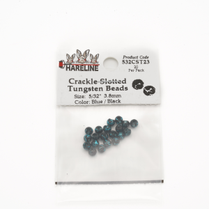 Image of Hareline Crackle Slotted Tungsten Beads 23 5/32 in (3.97 mm) Blue / Black
