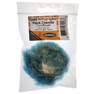 Image of Semperfli Gold Holographic Fleck Chenille 15mm Cornflower