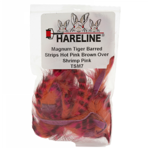 Image of Hareline Magnum Tiger Barred Strips #7 Hot Pink Brown Over Shrimp Pink