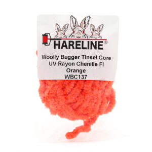 Image of Hareline Wooly Bugger Tinsel Core UV Rayon Chenille #137 Fl Orange