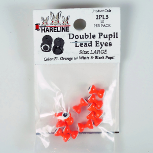 Image of Hareline Double Pupil Lead Eyes #5 Large Fl Orange W White and Black