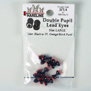 Image of Hareline Double Pupil Lead Eyes 4 Large Black W Fl Orange and Black