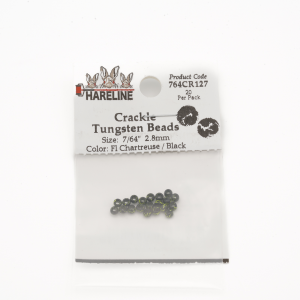 Image of Hareline Crackle Tungsten Beads #127 7/64'' (2.78mm) Fl Chartreuse / Black