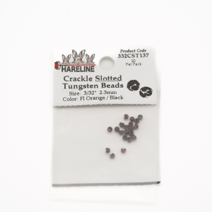 Image of Hareline Crackle Slotted Tungsten Beads #137 3/32'' (2.38mm) Fl Orange / Black