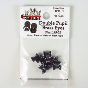 Image of Hareline Double Pupil Brass Eyes 1 Black with White and Black