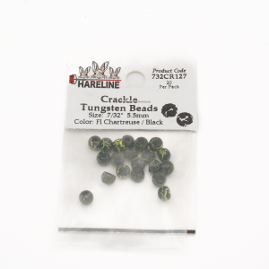 Image of Hareline Crackle Tungsten Beads #127 7/64'' (2.78mm) Fl Chartreuse / Black