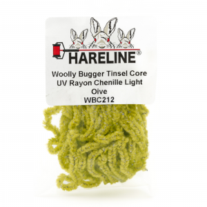 Image of Hareline Wooly Bugger Tinsel Core UV Rayon Chenille #212 Light Oive