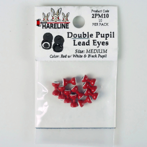 Image of Hareline Double Pupil Lead Eyes #10 Medium Red W White and Black