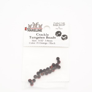Image of Hareline Crackle Tungsten Beads #137 5/32'' (3.97mm) Fl Orange / Black 2