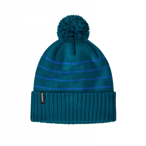 Image of Patagonia Powder Town Beanie Perennial Stripe Knit: Steller Blue