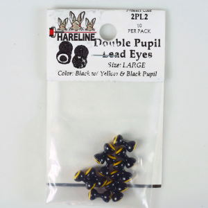 Image of Hareline Double Pupil Lead Eyes #2 Large Black W Yellow and Black