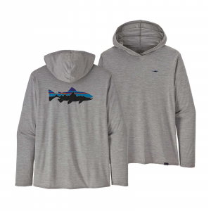 Image of Patagonia Men's Cap Cool Daily Graphic Hoody Fitz Roy Trout: Salt Grey X-Dye Large