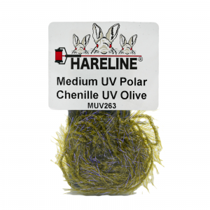 Image of Hareline UV Polar Chenille #92 UV Dark Gray Olive Micro