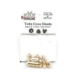 Image of Hareline Tube Cone Head Large 1/4 in (6.5 mm 153 Gold
