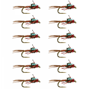 Image of RIO Hogan Fly 18 RH Step Child Red 12 Pack Flies