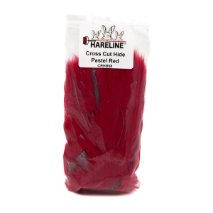 Image of Hareline Cross Cut Rabbit Hide 58 Pastel Red