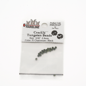 Image of Hareline Crackle Tungsten Beads #127 3/32'' (2.38mm) Fl Chartreuse / Black