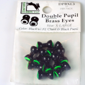 Image of Hareline Double Pupil Brass Eyes #3 Black with Fl Chart and Black