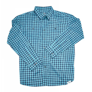 RepYourWater Long Sleeve Fishing Shirt Side Channel Button Down XXL Navy/Turquoise