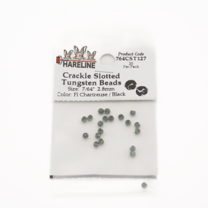 Image of Hareline Crackle Slotted Tungsten Beads 127 7/64 in (2.78 mm) Fl Chartreuse / Black