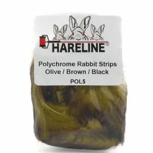 Image of Hareline Polychrome Rabbit Strips #5 Olive / Brown / Black