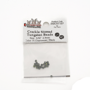 Image of Hareline Crackle Slotted Tungsten Beads #127 3/32'' (2.38mm) Fl Chartreuse / Black