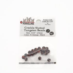 Image of Hareline Crackle Slotted Tungsten Beads #137 3/32'' (2.38mm) Fl Orange / Black