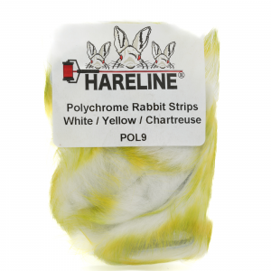 Image of Hareline Polychrome Rabbit Strips #9 White / Yellow / Chartreuse