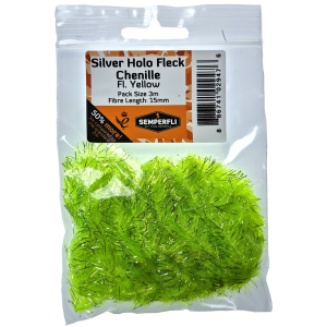 Image of Semperfli Fluoro Silver Holographic Fleck Chenille 15 mm Yellow