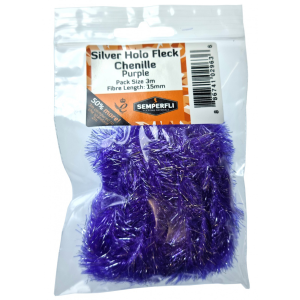 Image of Semperfli Silver Holographic Fleck Chenille 15 mm Purple