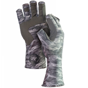 Image of Fish Monkey Gloves Half-Finger Guide Gloves Medium Grey Water Camo