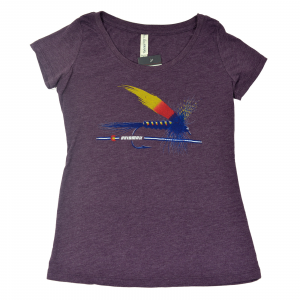 Image of AvidMax Women CO Painted Trout Fly Scoop Neck Tee Small Vintage Purple
