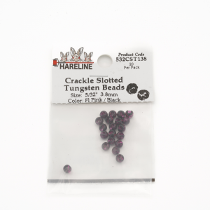 Image of Hareline Crackle Slotted Tungsten Beads #138 5/32'' (3.97mm) Fl Pink / Black