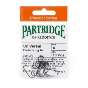 Image of Partridge of Redditch Universal Predator Jig 90 Black Nickel 6 10 Pack