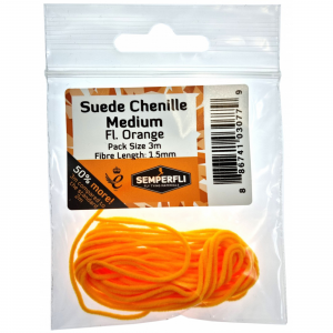 Image of Semperfli Fluoro Suede Chenille 1.5mm Medium Orange