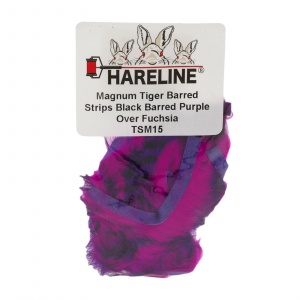 Image of Hareline Magnum Tiger Barred Strips #15 Black Barred Purple Over Fuchsia