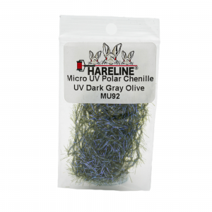 Image of Hareline UV Polar Chenille #92 UV Dark Gray Olive Micro