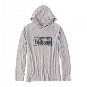 Image of Orvis Men's Dricast Logo Hoodie Medium Light Gray Heather