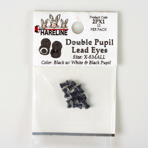 Image of Hareline Double Pupil Lead Eyes #1 XS Black W White and Black