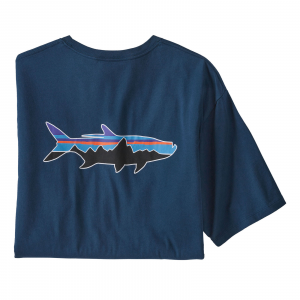 Image of Patagonia Men's Fitz Roy Fish Organic T-Shirt Medium Tidepool Blue w/Fitz Roy Tarpon