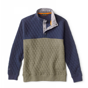 Image of Orvis Men's Quilted Colorblock Sweatshirt Medium Navy/Moss Green