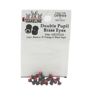 Image of Hareline Double Pupil Brass Eyes 4 Black with Fl Orange and Black