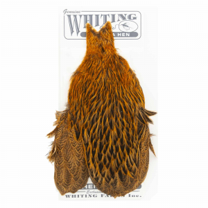 Image of Whiting Farms Brahma Hen Capes Badger dyed Golden Brown